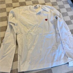 Comme des Garcons PLAY Women’s Longsleeve - Size Medium, White with logo